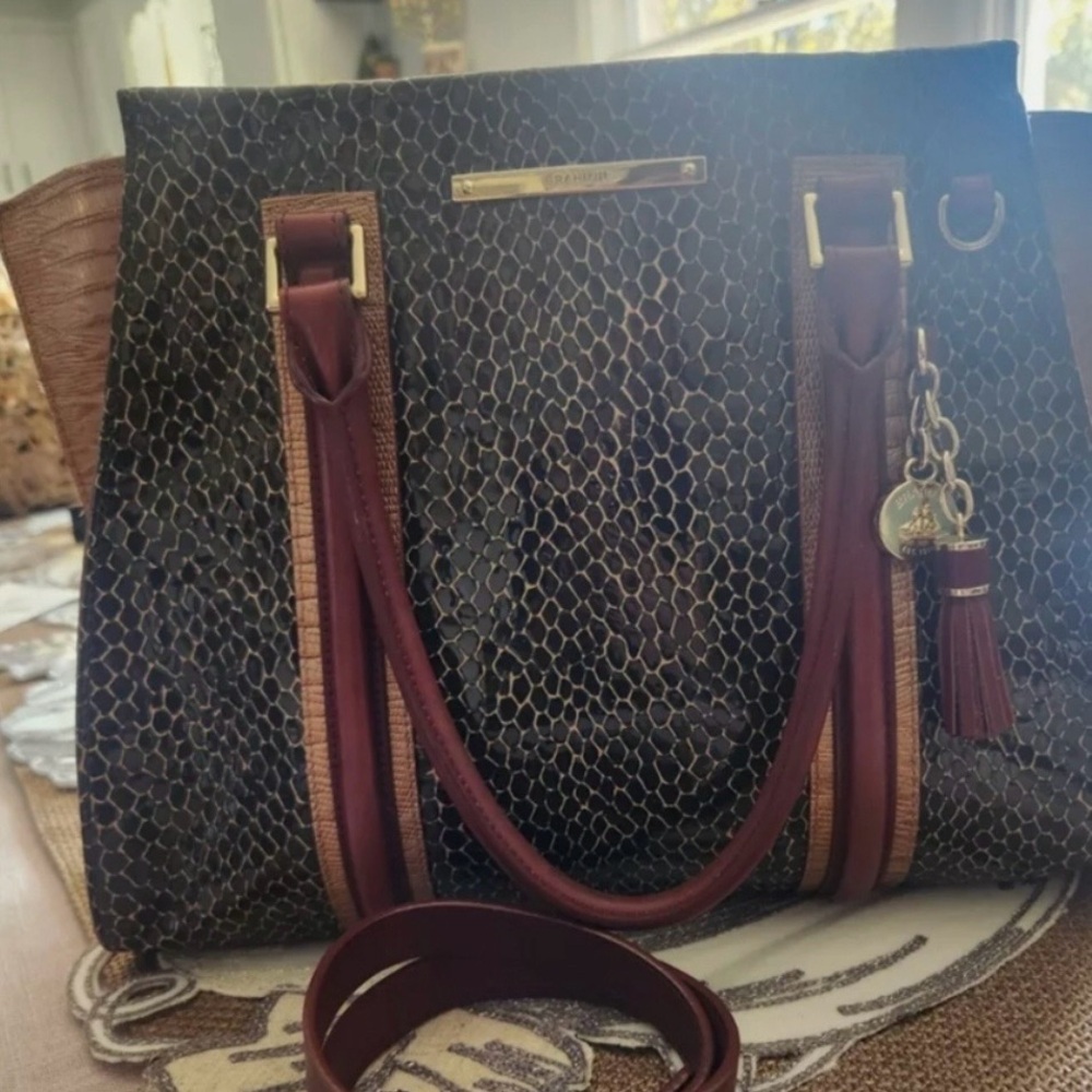 Brahmin Priscilla Satchel Brown Rooksbury